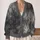 Silver Gray Shaggy Abstract Texture for Cozy Autumn Layering and Everyday Women’s Style All-over Print Knitted Cardigan - 2