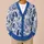 Blue Dog And Hot Air Balloon Garden Scene For Everyday Layering Women's Style All-over Print Knitted Cardigan - 6
