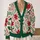 Red Poinsettia Holly Berry Florals For Festive Layering And Everyday Women's Style All-over Print Knitted Cardigan - 2