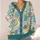 Teal Floral Patchwork Blooms For Spring Layering And Everyday Garden Style Women All-over Print Knitted Cardigan - 4