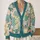 Teal Floral Patchwork Blooms For Spring Layering And Everyday Garden Style Women All-over Print Knitted Cardigan - 2
