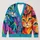Colorful Cat Faces for Beach Getaways, Travel Days, and Creative Everyday Layering All-over Print Knitted Cardigan - 1