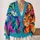 Colorful Cat Faces for Beach Getaways, Travel Days, and Creative Everyday Layering All-over Print Knitted Cardigan - 2