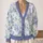 Blue Lavender Floral Layering Style For Spring Outings And Relaxed Everyday Wardrobes All-over Print Knitted Cardigan - 2