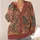 Bohemian Terracotta Botanical Motifs for Relaxed Office and Weekend Layering Style All-over Print Knitted Cardigan - 4