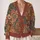Bohemian Terracotta Botanical Motifs for Relaxed Office and Weekend Layering Style All-over Print Knitted Cardigan - 2