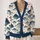 Blue Fish Motif Ocean Style For Casual Coastal Layering Women's Everyday Weekend Wear All-over Print Knitted Cardigan - 2