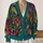 Colorful Botanical Leaves, Berries And Flowers For Relaxed Everyday Layering Style All-over Print Knitted Cardigan - 2