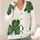 Green Four Leaf Clover Motifs for Relaxed Everyday Layering Through Spring Outings All-over Print Knitted Cardigan - 4