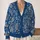 Blue Paisley Floral Motifs for Relaxed Layering and Everyday Bohemian Wardrobe Style All-over Print Knitted Cardigan - 2