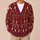 Festive Burgundy Gingerbread Christmas Trees Nordic Holiday Style For Winter Layering All-over Print Knitted Cardigan - 6