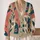 Coral Daisy Teal Botanical Blooms For Casual Autumn Layering And Weekend Wear Style All-over Print Knitted Cardigan - 2