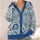 Blue Folk Floral Paisley Layering Style for Women, Casual Autumn Weekend Outfits All-over Print Knitted Cardigan - 4
