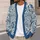 Blue Folk Floral Paisley Layering Style for Women, Casual Autumn Weekend Outfits All-over Print Knitted Cardigan - 5