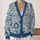 Blue Folk Floral Paisley Layering Style for Women, Casual Autumn Weekend Outfits All-over Print Knitted Cardigan - 2