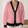 Pink Christmas Trees With Golden Hearts For Festive Layering And Cozy Holiday Style All-over Print Knitted Cardigan - 2