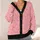Pink Christmas Trees With Golden Hearts For Festive Layering And Cozy Holiday Style All-over Print Knitted Cardigan - 4