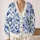 Blue And White Peony Blooms For Elegant Autumn Outings, Vacations, And Date Styling All-over Print Knitted Cardigan - 2