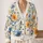 Blue And Orange Wildflowers For Spring Outings And Casual Dates, Women's Everyday Style All-over Print Knitted Cardigan - 2