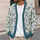 Blue Floral Urns and Peonies for Elegant Everyday Layering, Women’s Botanical Style All-over Print Knitted Cardigan - 5