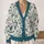 Blue Floral Urns and Peonies for Elegant Everyday Layering, Women’s Botanical Style All-over Print Knitted Cardigan - 2