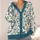 Blue Floral Urns and Peonies for Elegant Everyday Layering, Women’s Botanical Style All-over Print Knitted Cardigan - 4