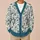 Blue Floral Urns and Peonies for Elegant Everyday Layering, Women’s Botanical Style All-over Print Knitted Cardigan - 6
