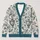 Blue Floral Urns and Peonies for Elegant Everyday Layering, Women’s Botanical Style All-over Print Knitted Cardigan - 1