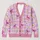 Pink Daisy Bow Checkered Floral Style for Cheerful Everyday Layering and Gifting All-over Print Knitted Cardigan - 1