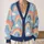 Rainbow Arches and Clouds for Cheerful Everyday Layering, Plus Size Women's Style All-over Print Knitted Cardigan - 2