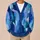 Cobalt Teal Watercolor Color-Block Waves for Relaxed Everyday Layering for Women All-over Print Knitted Cardigan - 6