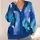 Cobalt Teal Watercolor Color-Block Waves for Relaxed Everyday Layering for Women All-over Print Knitted Cardigan - 4