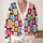 Colorful Daisy Checkerboard Style for Cheerful Everyday Layering and Weekend Travel Wear All-over Print Knitted Cardigan - 2