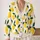 Lemon Motif Casual Layering Style for Autumn Outings and Everyday Women’s Wardrobe All-over Print Knitted Cardigan - 2