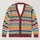 Multicolor Wavy Stripes for Relaxed Weekend Layering and Travel Days, Women's Casual Style All-over Print Knitted Cardigan - 1