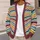 Multicolor Wavy Stripes for Relaxed Weekend Layering and Travel Days, Women's Casual Style All-over Print Knitted Cardigan - 5