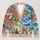 Colorful Floral Birds and Seated Couple Scene for Casual Spring Layering Women's Style All-over Print Knitted Cardigan - 1