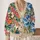Colorful Floral Birds and Seated Couple Scene for Casual Spring Layering Women's Style All-over Print Knitted Cardigan - 2