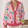 Multicolor Heart Motifs for Casual Vacation Layering, Women's Plus Size Cozy Style All-over Print Knitted Cardigan - 2