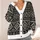 Monochrome Geometric Diamond Motifs for Casual Layering, Men's Vintage Everyday Style All-over Print Knitted Cardigan - 4