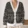 Monochrome Geometric Diamond Motifs for Casual Layering, Men's Vintage Everyday Style All-over Print Knitted Cardigan - 2