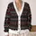 Black Red Nordic Geometric Motifs for Holiday Layering and Casual Men's Everyday Style All-over Print Knitted Cardigan - 2