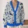 Blue Dachshund Florals for Casual City Days, Everyday Layering, and Weekend Wear All-over Print Knitted Cardigan - 2