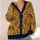 Golden Art Deco Floral Motifs for Autumn Layering, Vintage Boho Style for Women, Everyday All-over Print Knitted Cardigan - 4