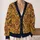 Golden Art Deco Floral Motifs for Autumn Layering, Vintage Boho Style for Women, Everyday All-over Print Knitted Cardigan - 2