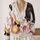 Cute Black Cat Bat Moon Bow Halloween Outfit for Women, Plus Size Gothic Fall Style All-over Print Knitted Cardigan - 2