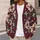 Burgundy Cream Medallion Florals for Cozy Fall Layering, Women's Plus Size Style All-over Print Knitted Cardigan - 5