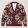 Burgundy Cream Medallion Florals for Cozy Fall Layering, Women's Plus Size Style All-over Print Knitted Cardigan - 1
