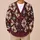 Burgundy Cream Medallion Florals for Cozy Fall Layering, Women's Plus Size Style All-over Print Knitted Cardigan - 6