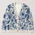 Elegant Blue Botanical Blooms for Resort Evenings and Casual Weekend Layering for Women All-over Print Knitted Cardigan - 1